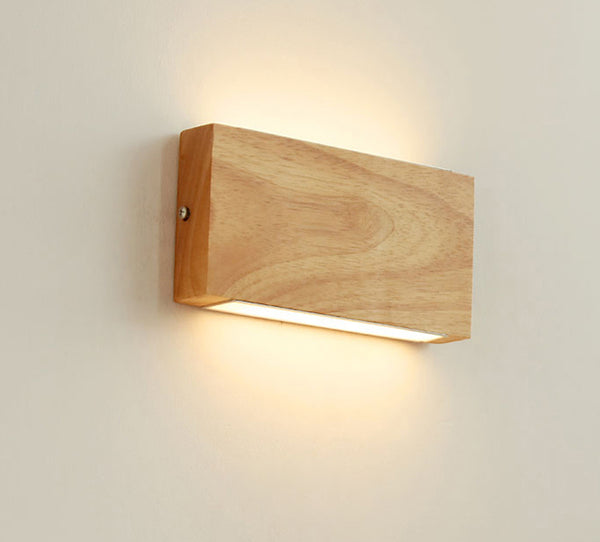 LED-Wandleuchte aus Massivholz im japanischen Stil