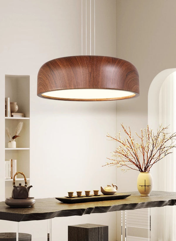 Japanese retro restaurant chandelier walnut wood grain
