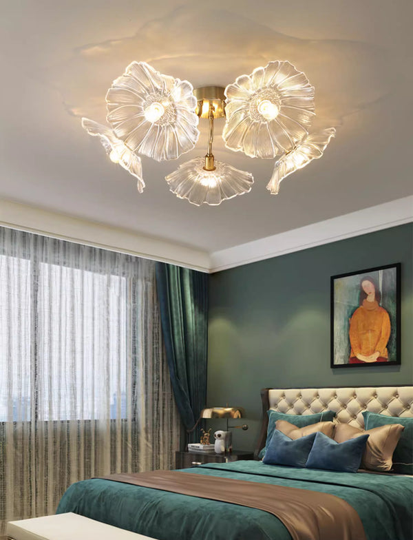 Kreative Lotusblatt-Deckenlampe im Retro-Stil