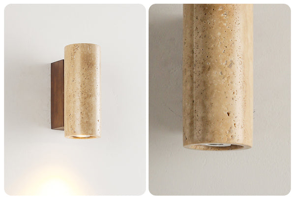 Gelbe Nachttisch-Wandlampe aus Travertin