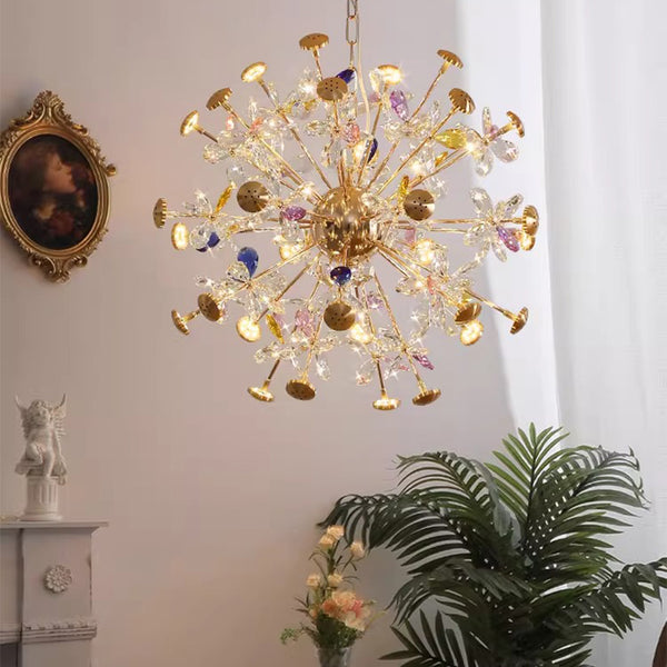 Creative petal dandelion colored crystal chandelier