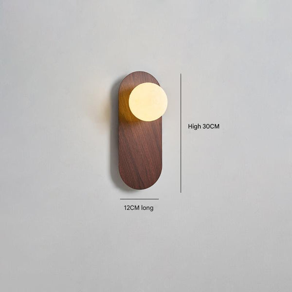 Vintage walnut grain bedside wall lamp