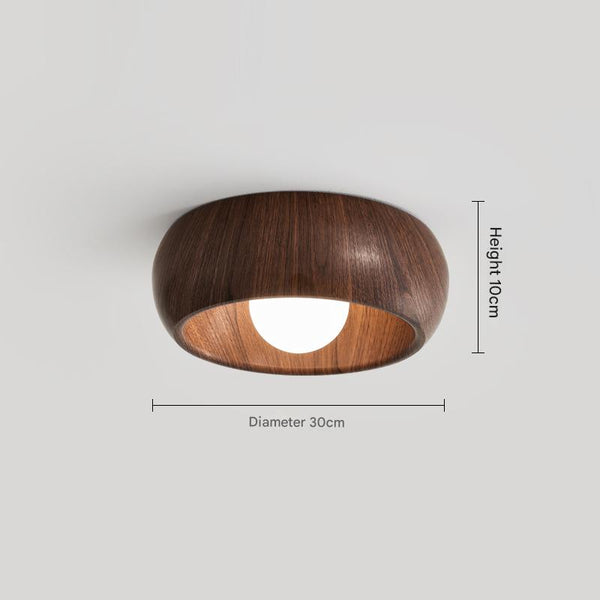 Round creative wood grain corridor ceiling lamp