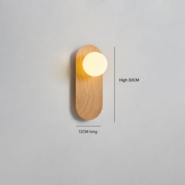 Vintage walnut grain bedside wall lamp