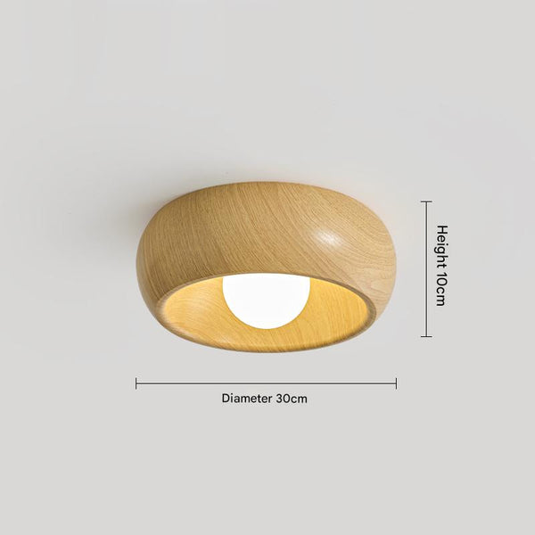 Round creative wood grain corridor ceiling lamp