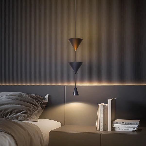 Minimalist conical bedroom bedside background wall chandelier