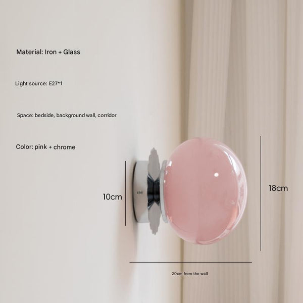 Retro cream style glass ball bedside corridor wall lamp