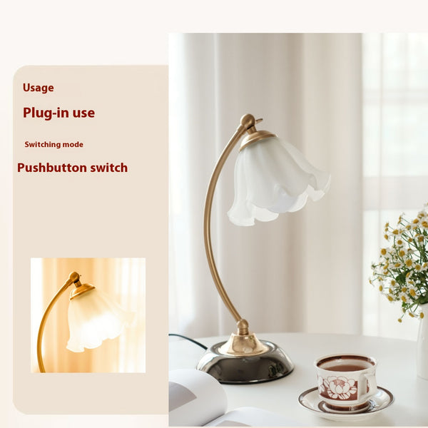 French retro flower glass table lamp