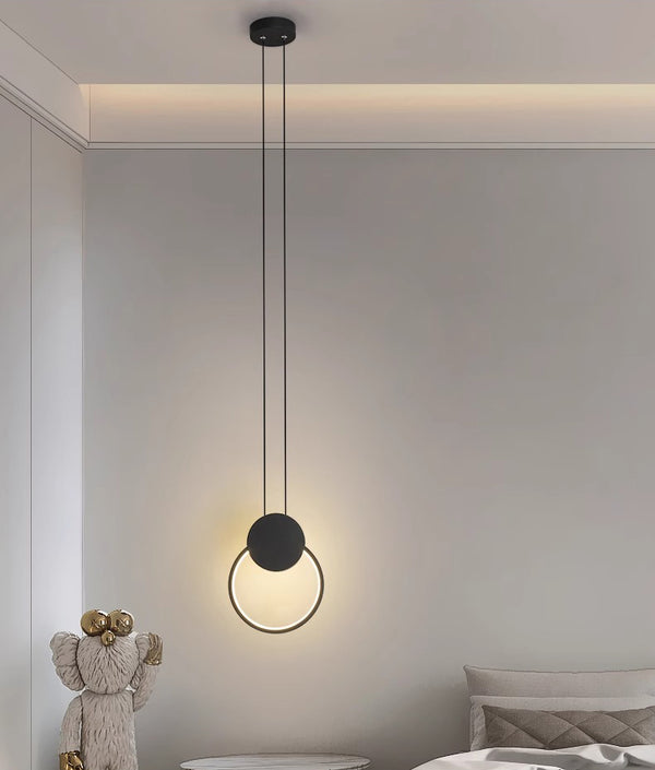 Minimalist LED Line Bedroom Bedside Chandelier