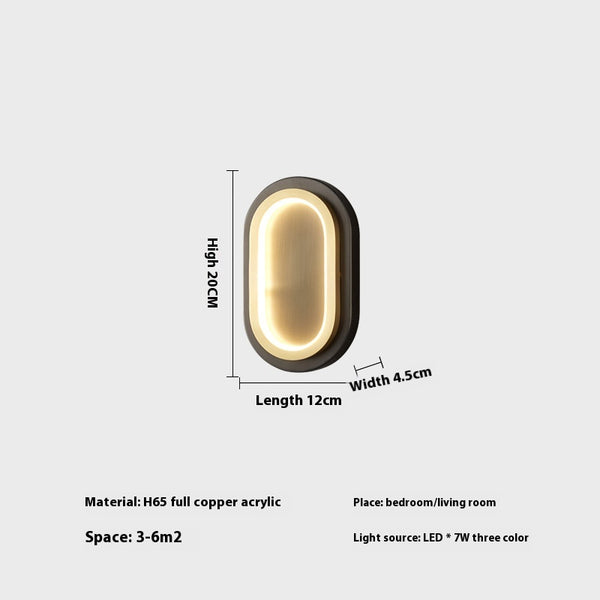 Creative all-copper bedside wall lamp