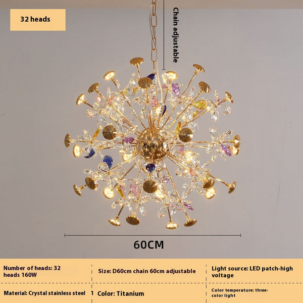 Creative petal dandelion colored crystal chandelier