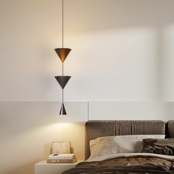 Minimalist conical bedroom bedside background wall chandelier