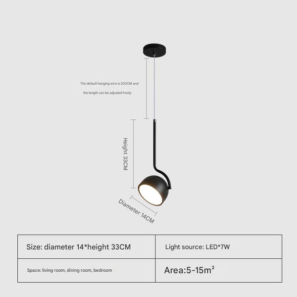 Nordic LED rotatable bedroom bedside Pendant light