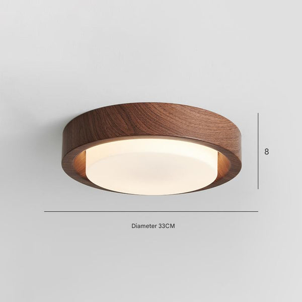 Medieval style wood grain glass bedroom ceiling lamp