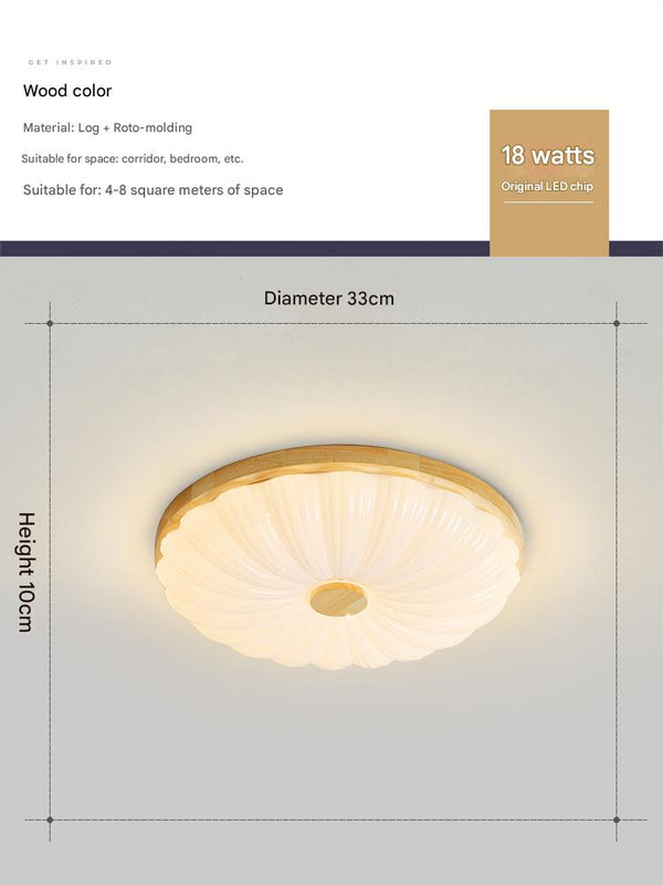 Wood color cream style bedroom ceiling lamp