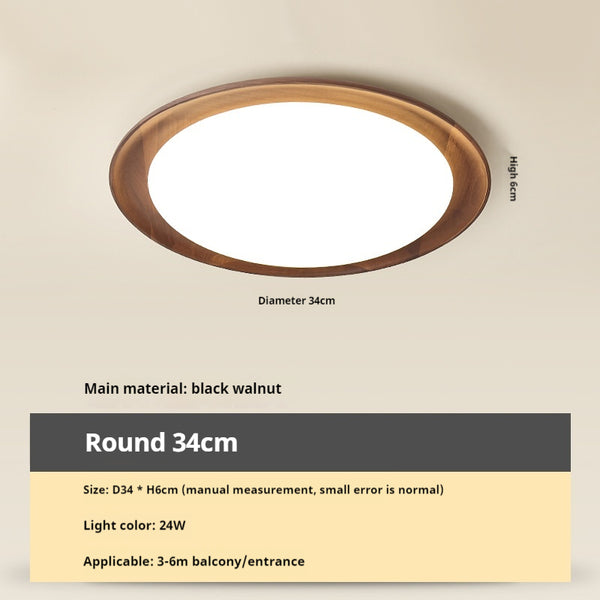 Ultradünne Deckenlampe aus Walnussholz für das Schlafzimmer