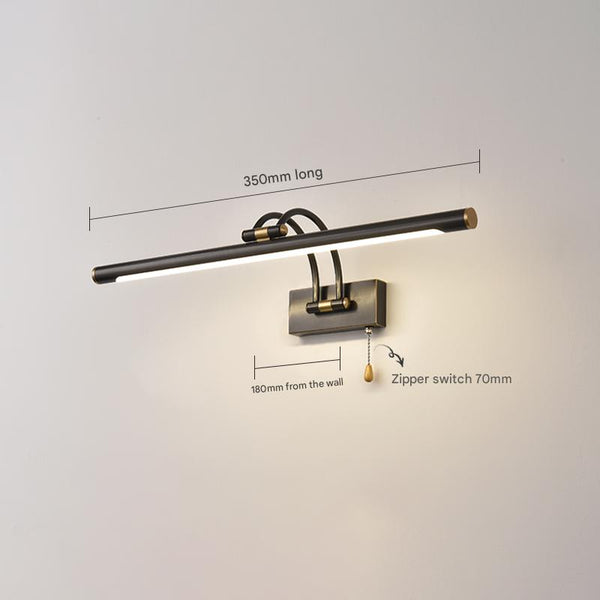 All-copper foldable LED mirror wall lamp