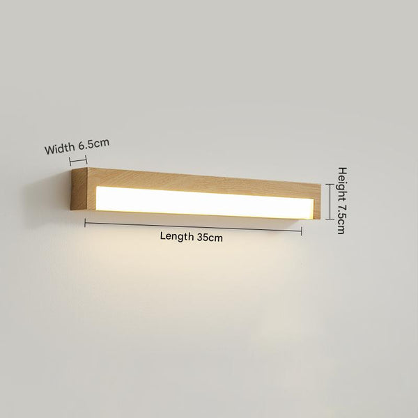 Lampe de chevet murale rétro à longues bandes en grain de bois