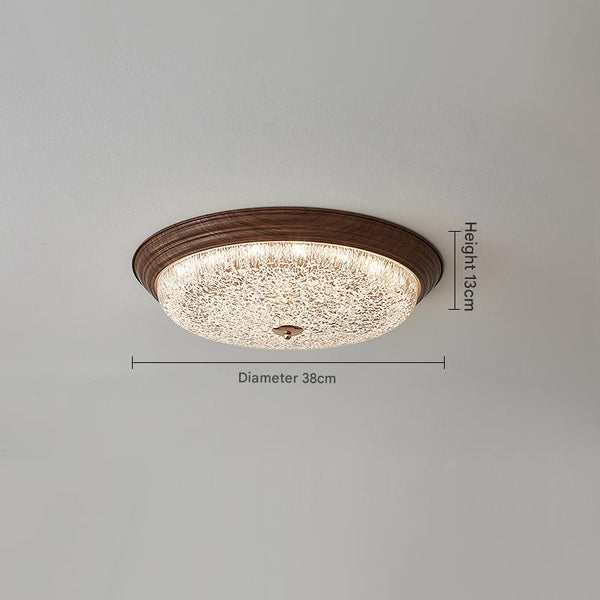 Plafonnier de chambre rond de couleur noyer rétro