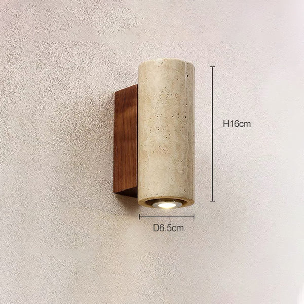 Gelbe Nachttisch-Wandlampe aus Travertin