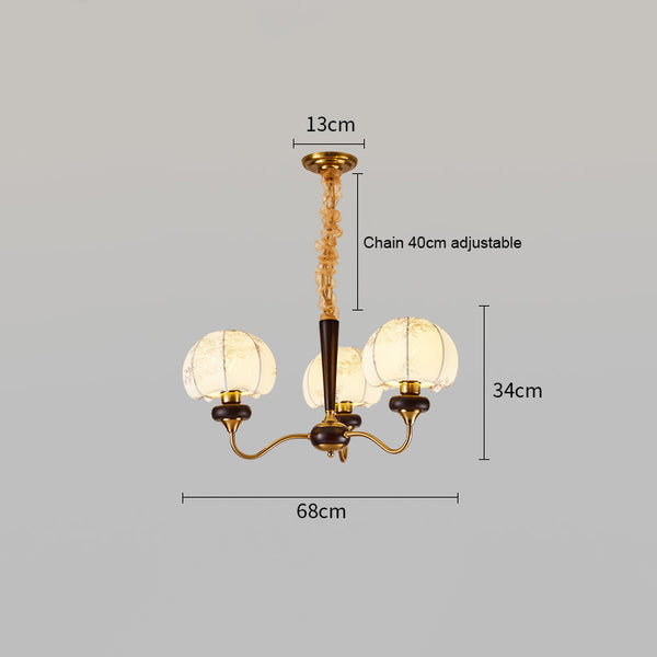 French solid wood fabric chandelier