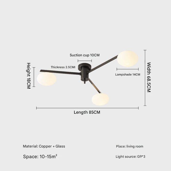 All-copper creative magic bean glass living room ceiling lamp