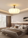 Plafonnier de chambre en tissu et bois massif