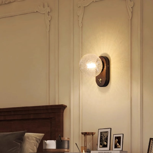 Solid wood crack glass aisle wall lamp
