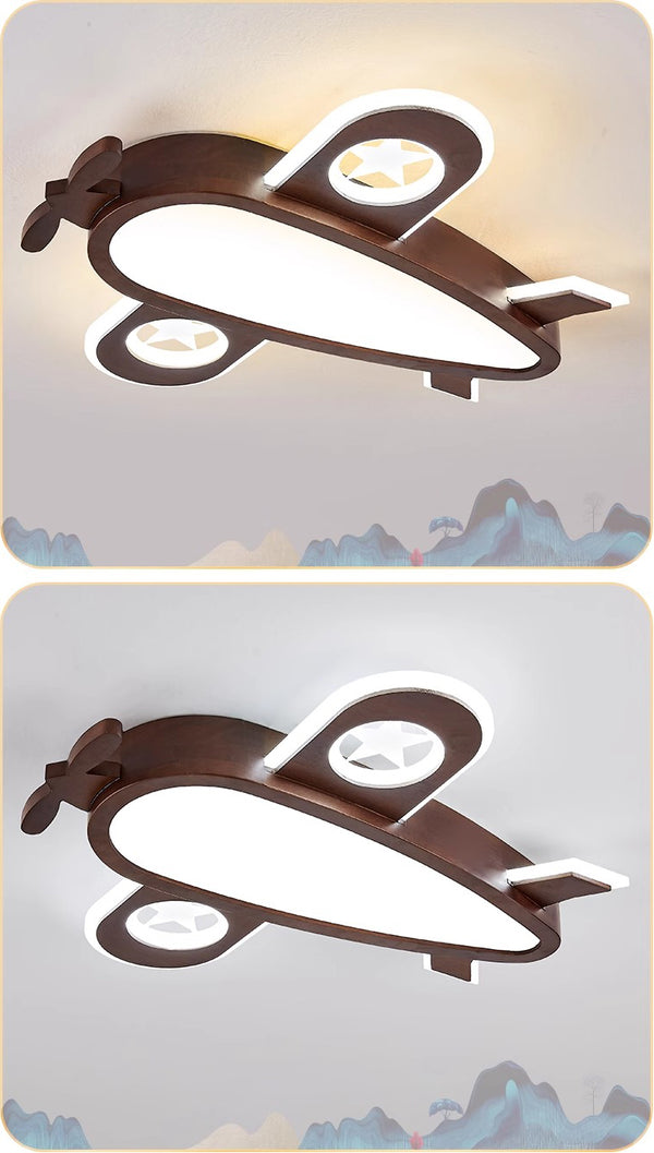 Flugzeug-Deckenlampe aus Massivholz