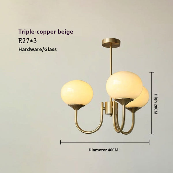 Cremefarbener Bauhaus-Kronleuchter aus Glas