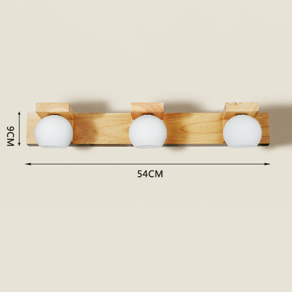 Solid wood bathroom wall light