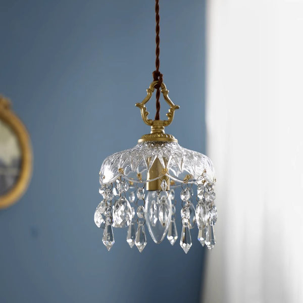 Copper Vintage Crystal Glass Chandelier