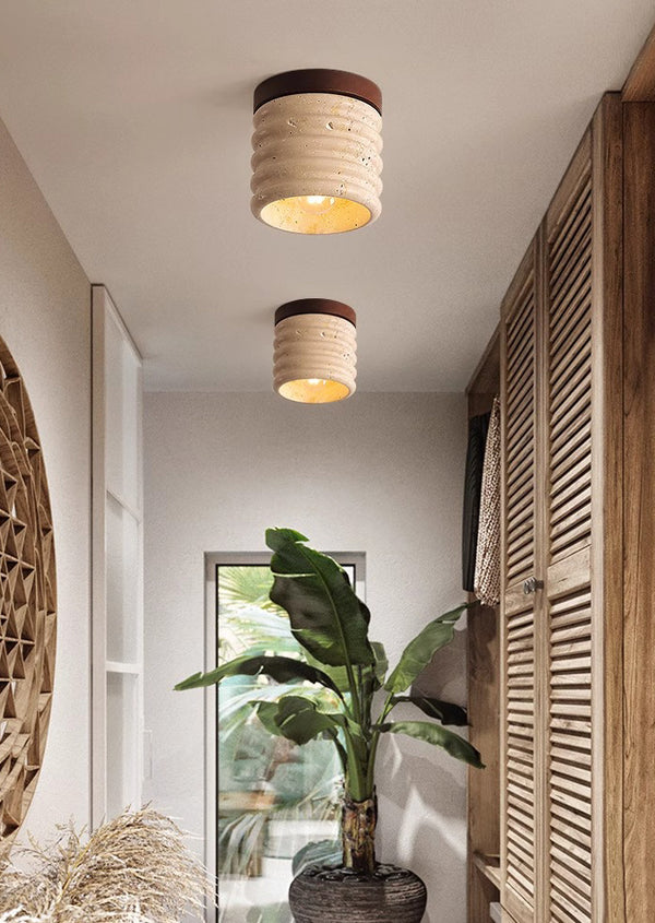 Natural yellow travertine aisle ceiling lamp