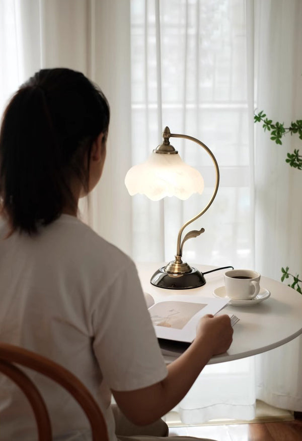 French retro glass bedside table lamp