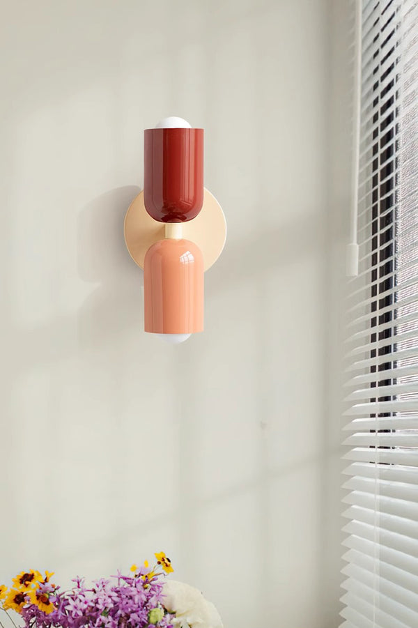 Cream style double head bedroom bedside wall lamp