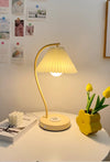 Cream Pleated Bedroom Table Lamp
