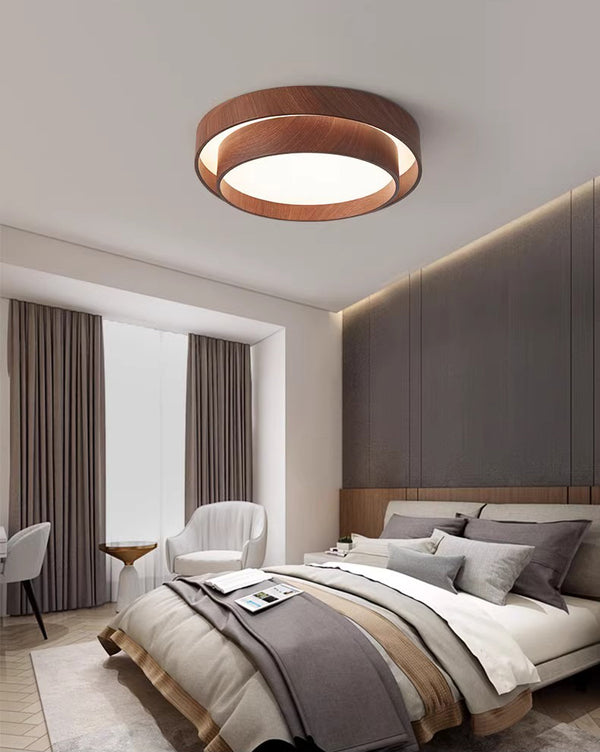 Japanese walnut color double-layer ceiling lamp