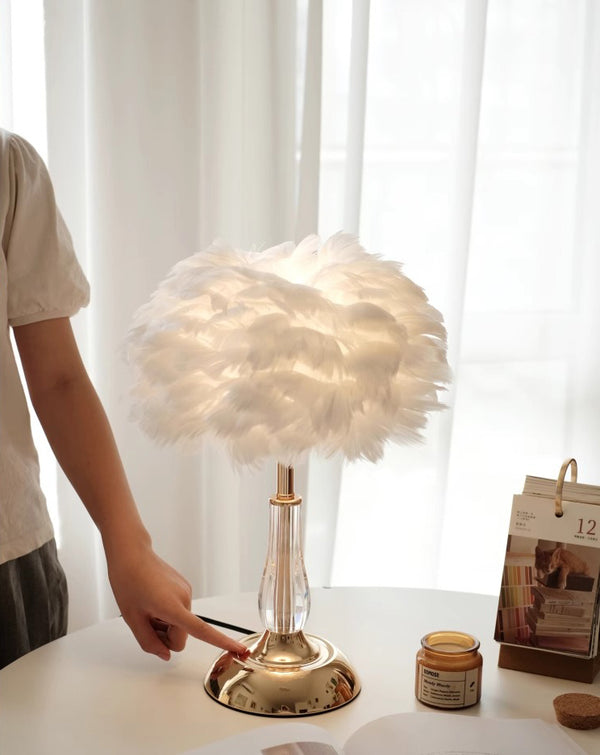 Lampe de chevet de chambre à coucher en plumes