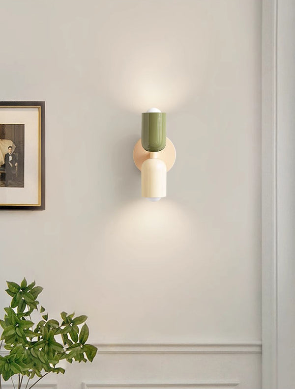 Cream style double head bedroom bedside wall lamp