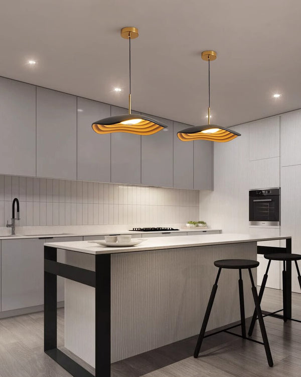 Lampe à suspension de salle à manger en forme de feuille de lotus de style Wabi-sabi