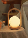 Vintage solid wood portable table lamp