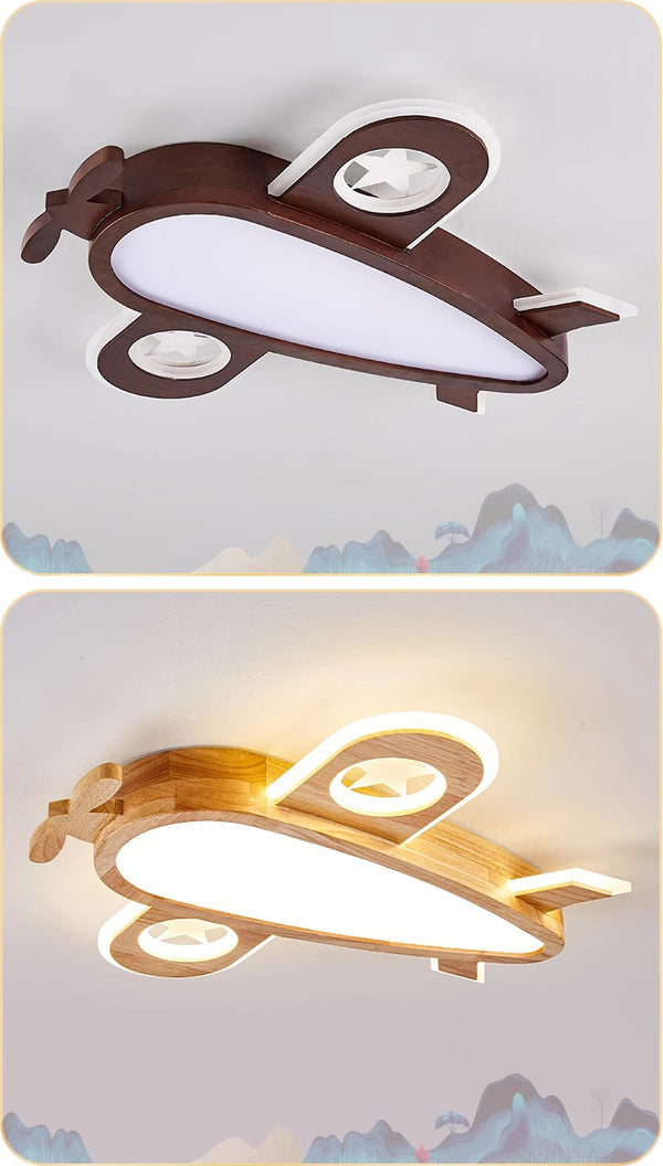 Flugzeug-Deckenlampe aus Massivholz