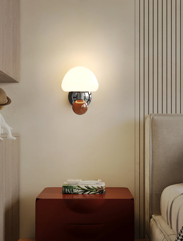 Applique de chevet de chambre à coucher de style champignon crème
