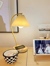 Cream Pleated Bedroom Table Lamp