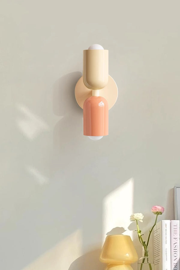 Cream style double head bedroom bedside wall lamp