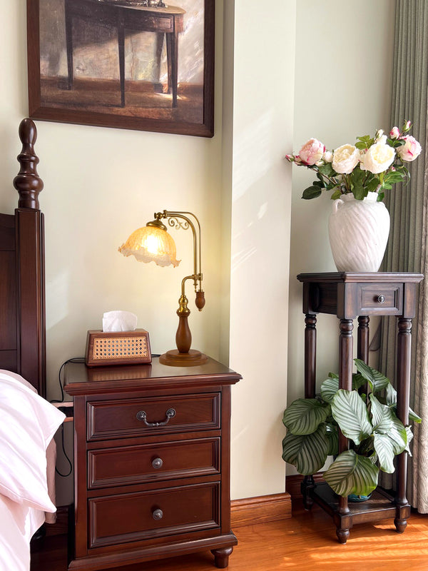 Medieval style bedroom bedside study flower table lamp