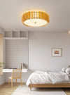 Japanese style solid wood round ceiling lamp