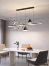 Lustre de restaurant à longue bande géométrique créative minimaliste