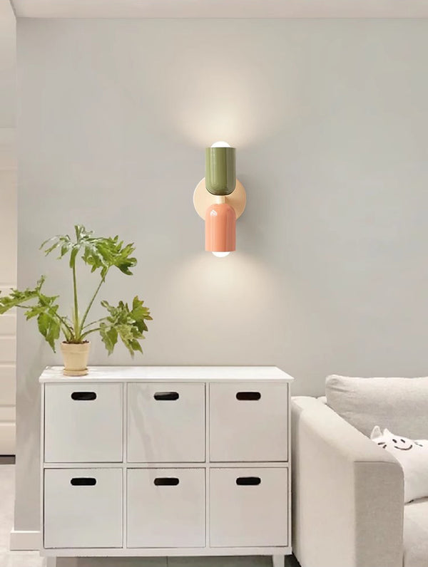 Cream style double head bedroom bedside wall lamp