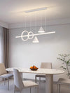 Lustre de restaurant à longue bande géométrique créative minimaliste